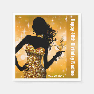 Bling Bombshell Sparkle Birthday Party   goud Servetten