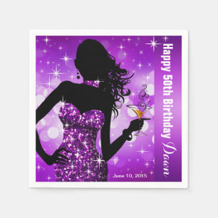 Bling Bombshell Sparkle Birthday Party   paars Servet