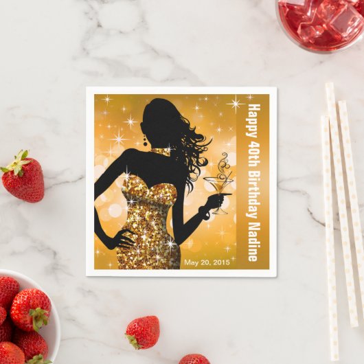 Bling Bombshell Sparkle verjaardagsfeestje | goud Servetten (Insitu)