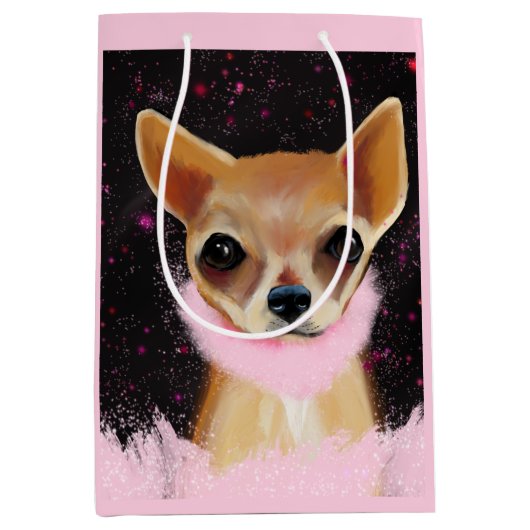 Bling Chihuahua Medium Cadeauzakje (Voorkant)