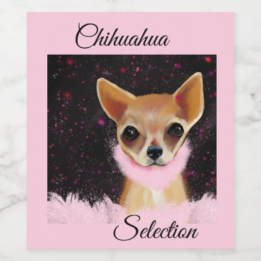 Bling Chihuahua Wijn Etiket (Enkel label)