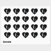Bling diamant "L" sur Sticker Coeur Noir (Feuille)
