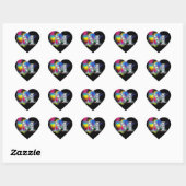 Bling diamant "M" sur Sticker Coeur arc-en-ciel (Feuille)