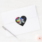 Bling diamant "R" sur Sticker Coeur arc-en-ciel (Enveloppe)