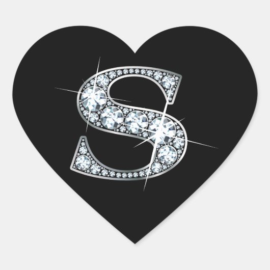 Bling diamant "R" sur Sticker Coeur Noir (Devant)