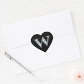 Bling diamant "W" sur Sticker Coeur Noir (Enveloppe)