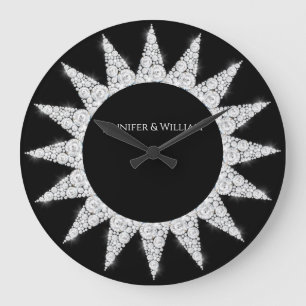 Bling Diamonds Elegant Weddenschap Gift Custom Bla Grote Klok