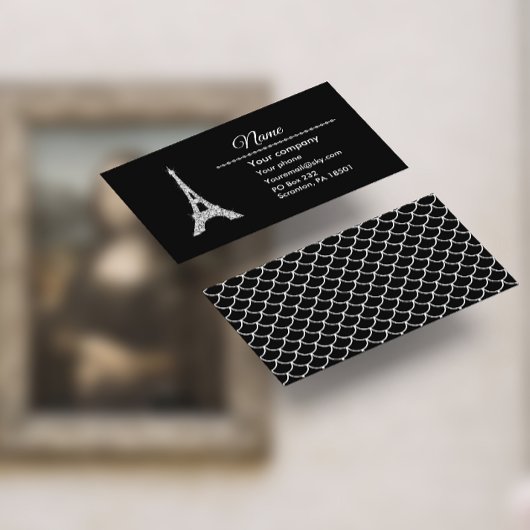 Bling Eiffel Tower op Classy Black Visitekaartje