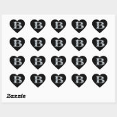 Bling en diamant "B" sur Sticker en Coeur Noir (Feuille)