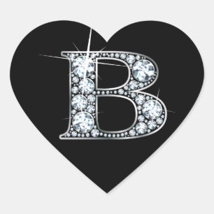 Bling en diamant "B" sur Sticker en Coeur Noir