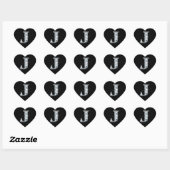 Bling en diamant "J" sur Sticker en Coeur Noir (Feuille)
