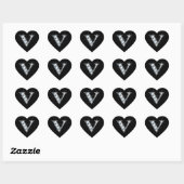 Bling en diamant "V" sur Sticker Coeur Noir (Feuille)