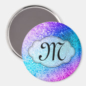 Bling Glitter Girly Pink Monogram Initiaal Magnet Magneet (Voorkant / Achterkant)