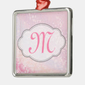 Bling Glitter Girly Pink Monogram Initiaal Ornamen Metalen Ornament (Links)