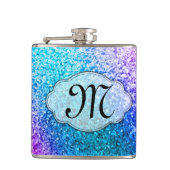 Bling Glitter Girly Pink Monogram Whiskey Flask Heupfles (Voorkant)