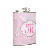 Bling Glitter Girly Roze Monogram Whiskey Flask Heupfles (Rechts)
