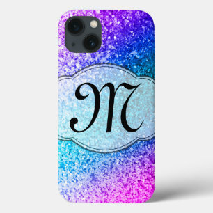 Bling Glitter Girly Roze Paarse Monogram IPAD Case