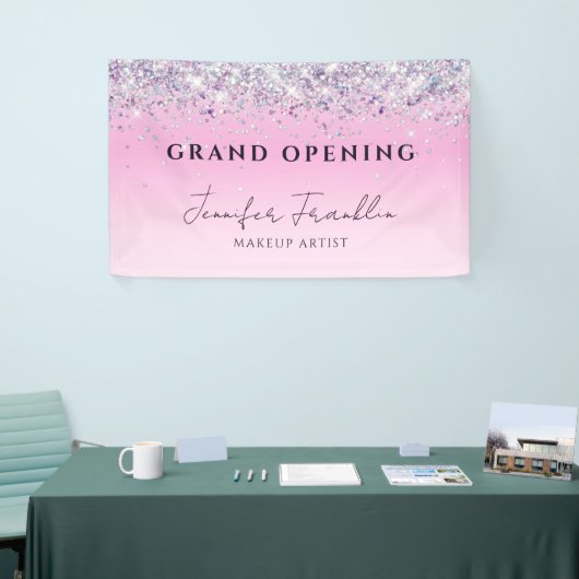 Bling Holografische Glitter Grote Opening Roze Spandoek (Beurs)