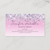 Bling Holographic Glitter MakeupArtist Script Roze Visitekaartje (Achterkant)