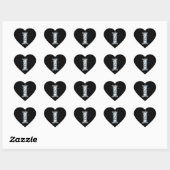 Bling "I" en diamant sur Sticker en Coeur Noir (Feuille)