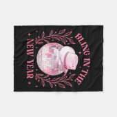 Bling-in The New Year Cowgirl Disco Ball Happy New Fleece Deken (Voorkant (Horizontaal))