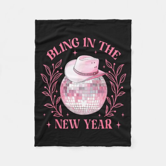 Bling-in The New Year Cowgirl Disco Ball Happy New Fleece Deken (Voorkant)