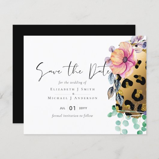 Bling Meisjesachtige Glam Luipaardprint Roze Goud  (Voorkant / Achterkant)