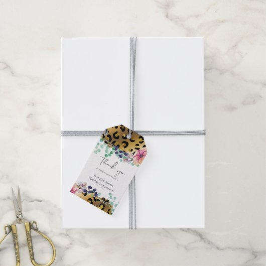 Bling Meisjesachtige Glam Luipaardprint Roze Goud  Cadeaulabel (Met Touw)