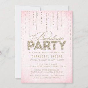 Bling Pink & Gold Glitter Bachelorette Party Kaart