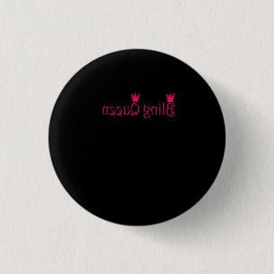 Bling Queen Reverse Pink Paparazzi Live Mirror Ronde Button 3,2 Cm