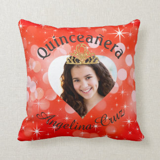Bling Quinceanera Photo Heart Cutout Keepomwille Kussen