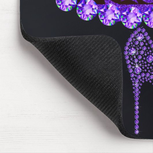 Bling Sparkle Diamond Glitter Leopard Paars Muismat (Hoek)