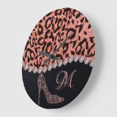 Bling Sparkle Diamond Glitter Leopard Roos Gold Grote Klok (Hoek)