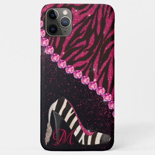 Bling Sparkle Diamond Glitter Zebra Roze Case-Mate iPhone Case (Achterkant)