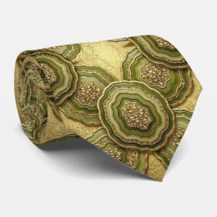 Bling & Sparkle   Luxe Olijfgouden Geode Nekdas Stropdas