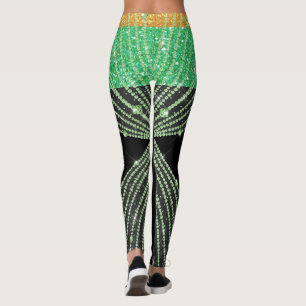Bling vert et noir Pop Fashion Leggings