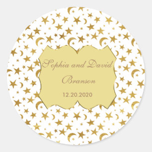 Bling Wedding Golden Ribbon Wedding Custom Ronde Sticker