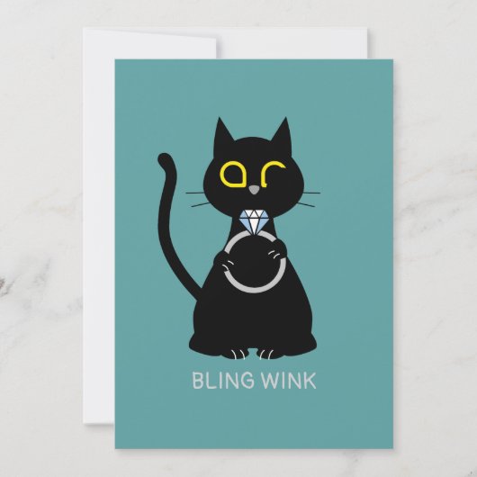 BLING WINK Funny Chat Proposition Carte de voeux (Devant)