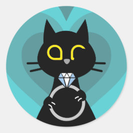 BLING WINK – Purrfect Proposal Black Cat Sticker