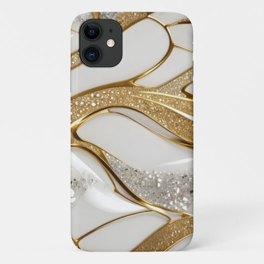 Bling Wit Goud Abstract W Pave Diamonds Glitter Case-Mate iPhone Case (Achterkant)