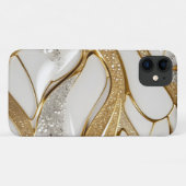 Bling Wit Goud Abstract W Pave Diamonds Glitter Case-Mate iPhone Case (Achterkant (horizontaal))