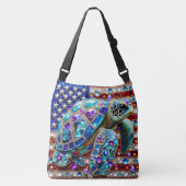 Bling Zee schildpad patriottisch Crossbody Tas (Voorkant)