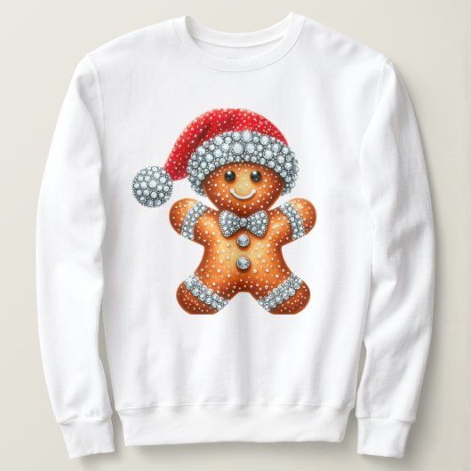 Blinged Faux Rhinestone Gingerbread Man Trui (Design voorkant)