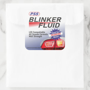 Blinker Fluid sticker, gebruikt om mensen in de ma Vierkante Sticker
