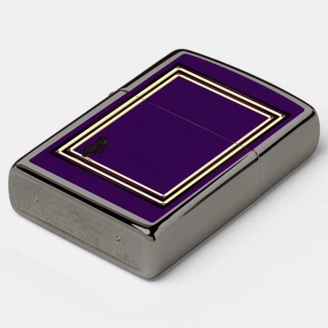 Blinky the Bat pattern Dark Purple Zippo Lighter (Angle)