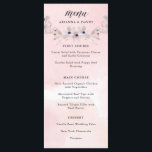 Bliss aquarelle | Menu Mariage floral rose pâle<br><div class="desc">Cette belle carte de menu mariage est délicate et présente un arrière - plan rose aquarelle élégant,  avec des fleurs roses douces aux accents bleu foncé à l'avant et à l'arrière.</div>
