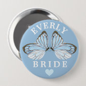 Bliss Bleu Papillon Bliss Brides Badge avec Coeur  (Devant & derrière)