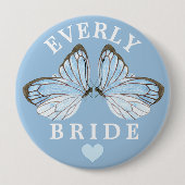 Bliss Bleu Papillon Bliss Brides Badge avec Coeur  (Devant)