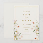 BLISS Bloemen Save The Date Minimaal Huwelijkskaar (Voorkant / Achterkant)