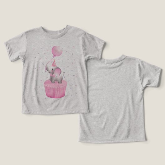 Bliss d'anniversaire : Elephant avec Cupcake de ba (Design Recto & Verso)